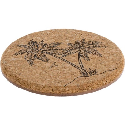 Кръгла лятна коркова подложка за чаши с дизайн палми