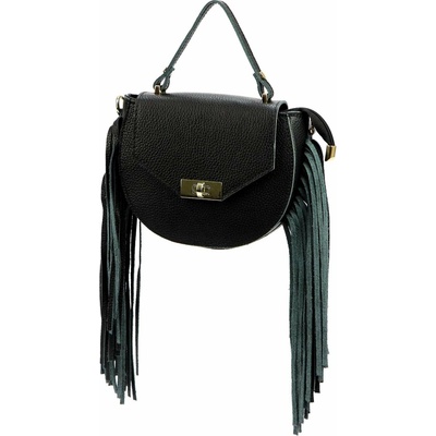 Luka dámska malá kožená crossbody kabelka čierna s trúbľami 25-065