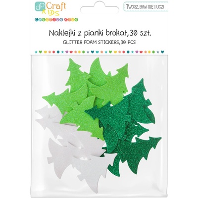 dp Craft Výřezy z pěnovky samolepicí - Třpytivé stromečky (30ks)