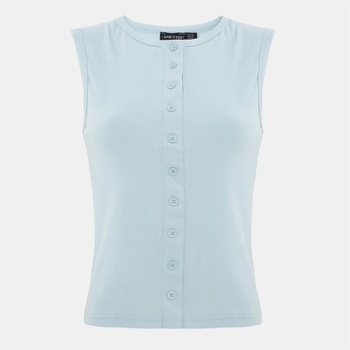 I Saw It First Rib Button Top - Light Blue
