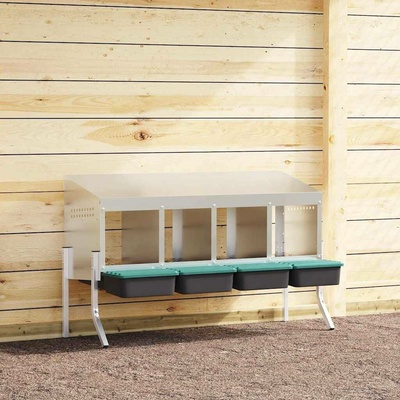 vidaXL Hnízdo pro slepice 4 hnízda s nohami, pozinkovaná ocel 9799.4104897