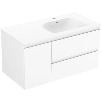 Mexen Orio баня шкаф 90 см с мивка Vela дясна, 2S, 1D, бял мат - 91A13-09047-3-BBFFFF01-W23P01 (91A13-09047-3-BBFFFF01-W23P01)