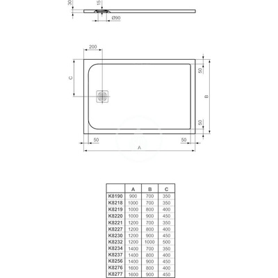 Ideal Standard Ultra Flat S 100 x 80 cm K8219FR
