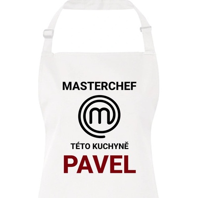Bezvatriko.cz Pánská zástěra Masterchef této kuchyně Bílá Canvas Zástěra s laclem 3258