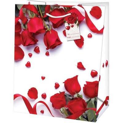Taška dárková Maxi matt 26,7 x 13,7 x 33cm TL - motiv červené růže