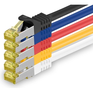 1aTTack. de Cat. 7 network cable 5m 5 colors 5 pieces Cat7 Ethernet cable network LAN cable raw cable 10 Gb s SFTP PIMF LSZH set patch cable with Rj 45 plug Cat. 6a - 4251073616100