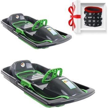 KHW Snow Fox Xmas set AA - 2x detské boby s volantom a ručnou brzdou, antracit/antracit + darček KP šatka