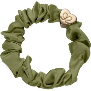 By Eloise London Gold Heart Silk Scrunchie цвят Olive Green