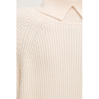 HUGO BOSS Вълнена рокля boss в бежово къса с уголемена кройка 50548795 (50548795)