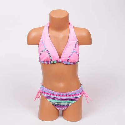 Детски розов бански с шарен десен