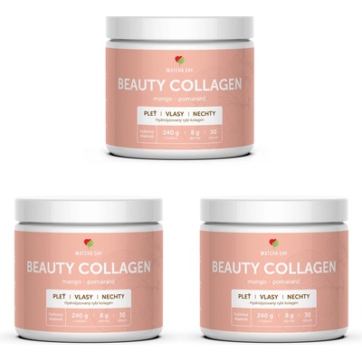 Matchaday.sk Beauty kolagen pre vlasy, nechty a pleť 3x 240 g mango-pomaranč
