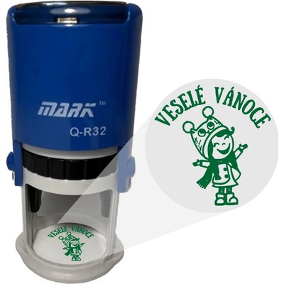 Mark Samonamáčecí razítko Veselé Vánoce 007 bez barvy 32mm
