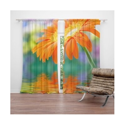 Sablio Závěsy Oranžová gerbera: 2 ks - 140x250 cm - Sablio