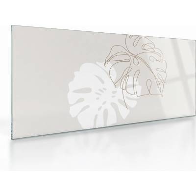 Sklenený obraz - Line art monstera N⁰2, jednodielne 100x50 cm na skle