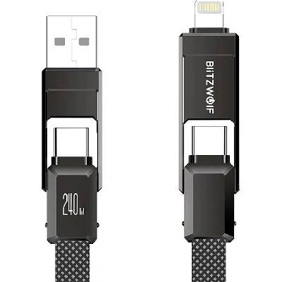 Blitzwolf BW-HDC7 4 v 1 USB+C+Hromosvod 240W 1,2m černý