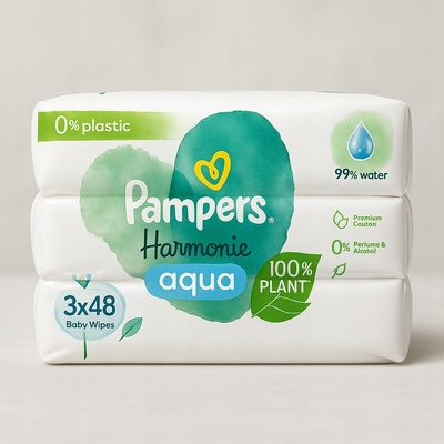 Pampers Harmonie Aqua vlhčené obrúsky 3 balenie = 144 obrúskov