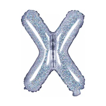 PartyDeco Балон от фолио Mini - Буква Х 35см холографичен