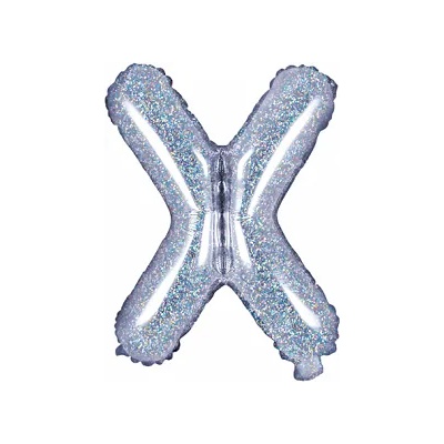 PartyDeco Балон от фолио Mini - Буква Х 35см холографичен