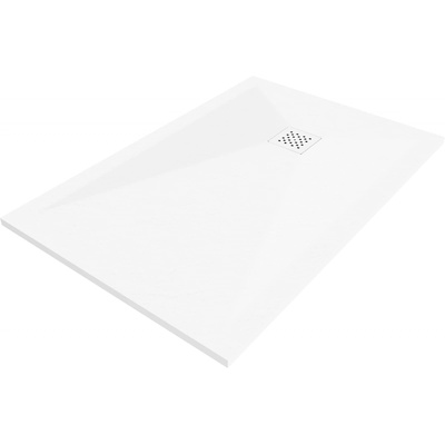 Mexen Stone+ композитен правъгълен под душ 90 x 80 см, бял, капак бял - 44108090-W (44108090-W)