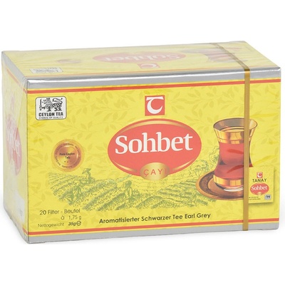 Tanay Černý aromatizovaný čaj Sohbet Earl Grey 20 sáčků 35 g