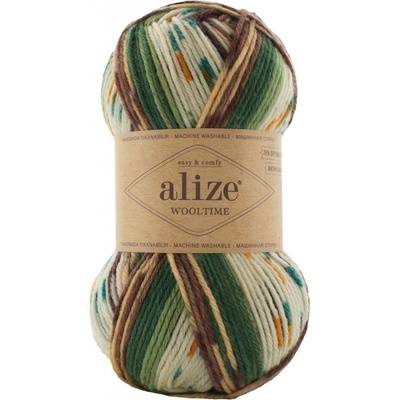 Alize Příze Wooltime 11021 hnědo-zelená samovzorovací