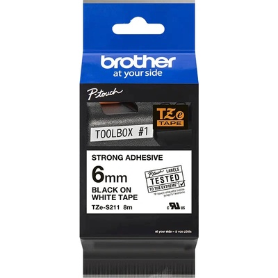 BROTHER TZE-S211 čierna na bielej permanentná 6 mm