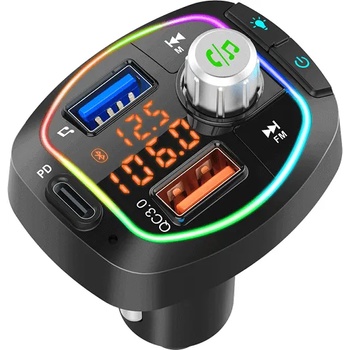 FM трансмитер зарядно за кола BC66 - Bluetooth 5.0, QuickCharge 3.0, двоен LED дисплей