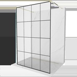Mexen Kioto свободностояща душ стена 150 x 200 см, черна решетка 8 мм, златна - 800-150-002-50-77 (800-150-002-50-77)
