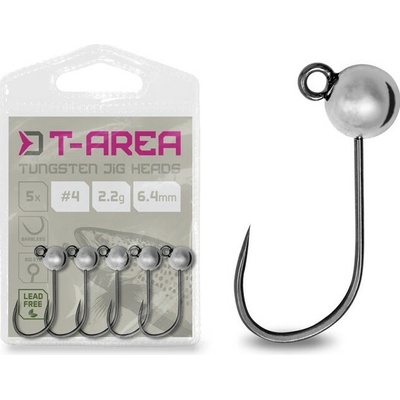 Delphin Jigová Hlavička T-AREA BL Wolframový Jig Strieíborný 5 ks - #4 / 2,2 g / 6,4 mm