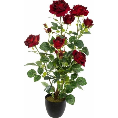 Atmosphera Umělá rostlina v květináči růžový keř, 74 cm, červená