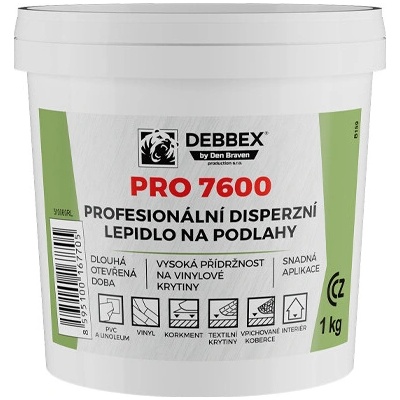 Debbex Profesionálne disperzné lepidlo na podlahy PRO 7600 - 1 kg svetlo béžová, vedro