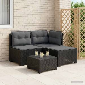vidaXL Пейка за градина с Cushions във вид на ратан 3-местен ПП (8011905)