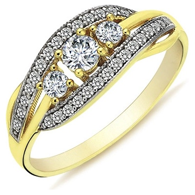 Lillian Vassago Zářivý prsten se zirkony kombinované zlato LLV98 GR059YW