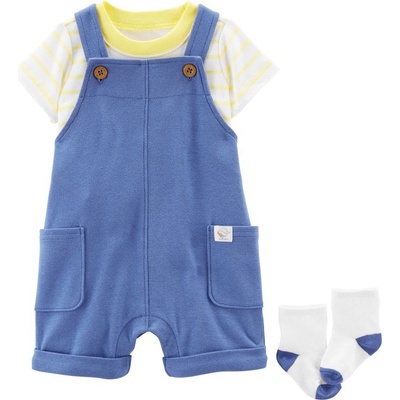 Carter's Set 3dielny tričko kr. rukáv kraťasy na traky ponožky Yellow Stripes chlapec LBB