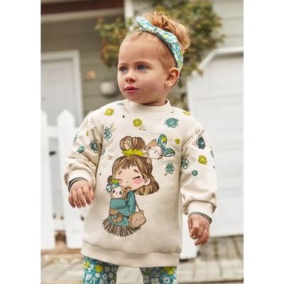 Mayoral Рокля с графика за бебе момиче в бежов цвят Майорал