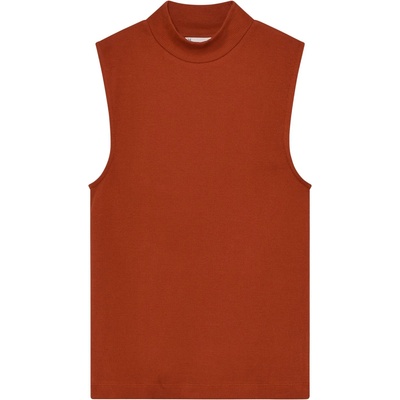 KnowledgeCotton Apparel Дамски топ KnowledgeCotton Apparel Women's High Neck Rib Top - Burnt Brick (916-6670-0213)