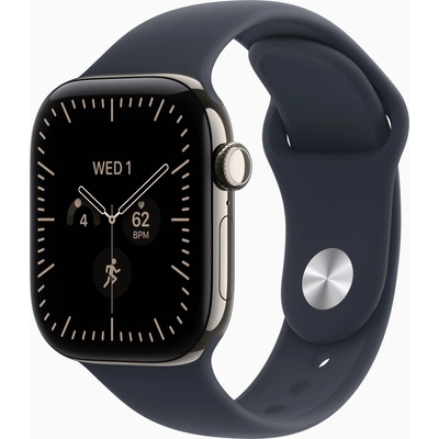 Apple Watch Series 12 Cellular 46 mm Natural Titanium with Navy Sport Band S/M MJGM4RK/A