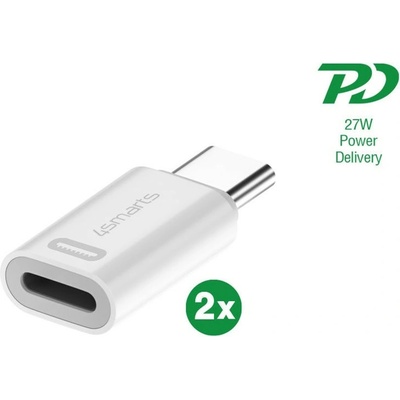 4smarts Преходници 4Smarts 540711, от USB-C(м)(PD) към Lightning(ж), 27W, бели, 2бр (4SMARTS-540711)