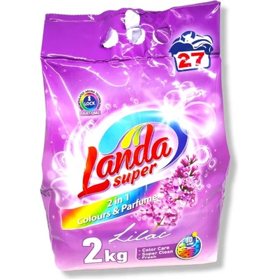 Landa прах за пране, 2кг, 27 пранета, 2в1, Цветно пране, Люляк