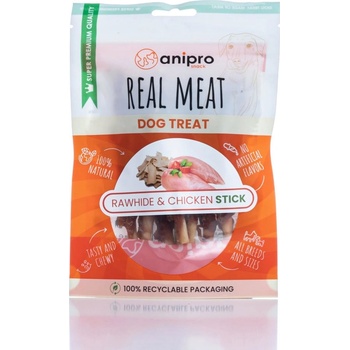 Anipro Real Meat - Лакомство за кучета, солети от телешка кожа обвити с патешко месо 12 см - 80 гр