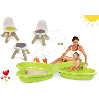Smoby set dětský stůl Kidstool Smoby, 2 židle KidChair a pískoviště Motýl s vodotryskem 880200A-8