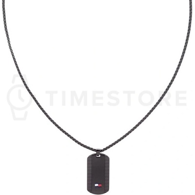 Tommy Hilfiger Nadčasový čierny náhrdelník z ocele nelson H-link 2790424