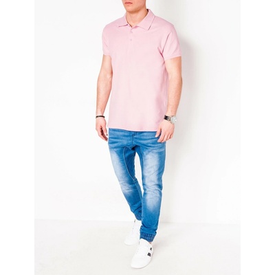 Ombre Clothing pánské basic polo tričko Sheer světle růžové
