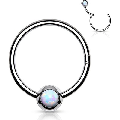 Šperky4U piercing kruh segment bílý opál K01067-1208