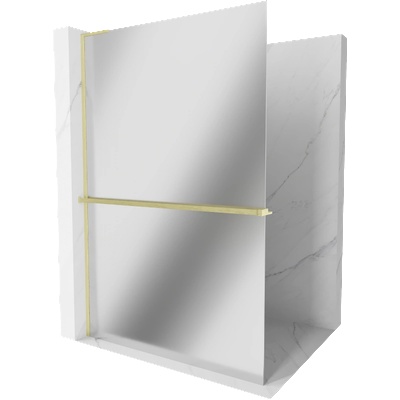Mexen Kioto+ L душ преграда с рафт Walk-in 90 x 200 cm, огледало, златна матирана - 800-090-123-55-50 (800-090-123-55-50)