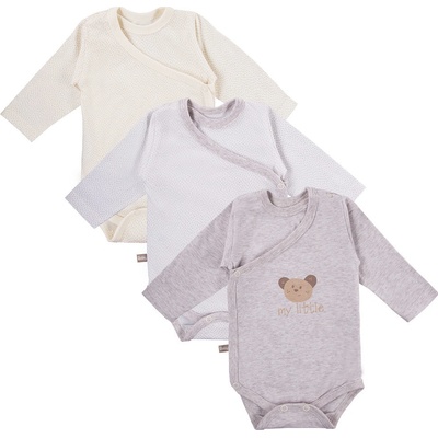 EEVI Multipak 3ks Body zavinovací s dlouhým rukávem TINY ecru béžové béžová Tiny