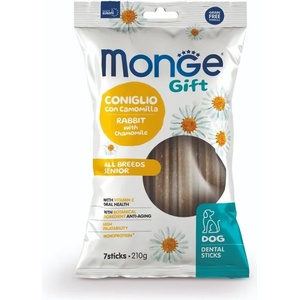 Monge Gift Dog Dental Sticks All Breeds Senior дентални стикове за кучета в напреднала възраст, със заешко и лайка, монопротеинови 210gr