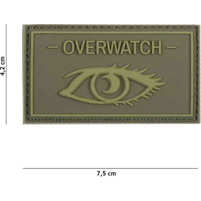Gumová nášivka 101 Inc nápis Overwatch - olivová