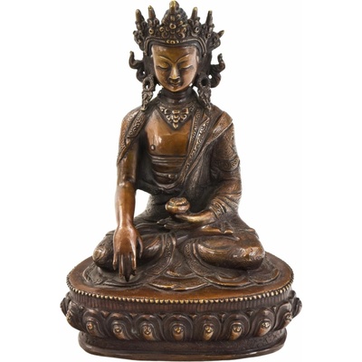 Sanu Babu Buddha Šákjamuni s korunou, mosazná soška, 23cm