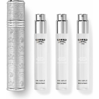 Creed Silver Mountain Water EDP 3 x 10 ml + Creed Travel Atomiser silver plniteľný rozprašovač parfémov